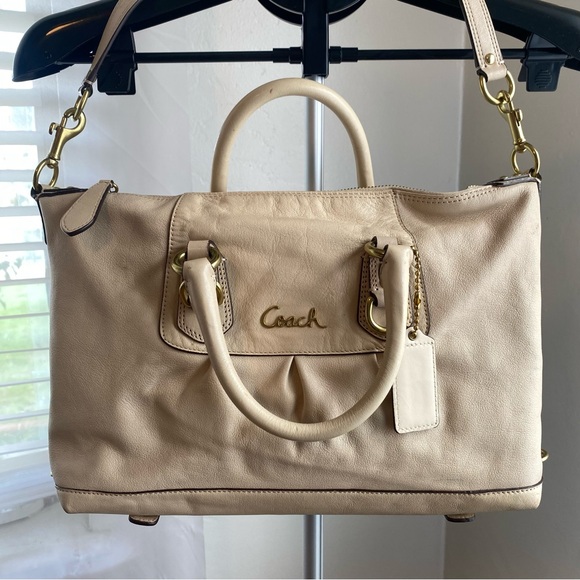 Coach Handbags - Coach Ashley Leather Satchel Crossbody Beige F15445